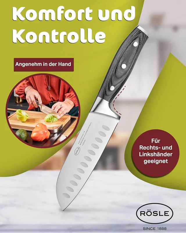 چاقوی RÖSLE Wolfgrey Santoku  15 سانتی متر
